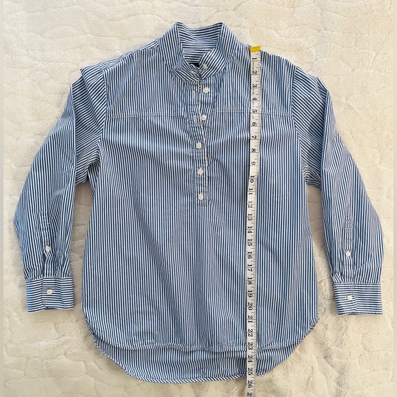 J.Crew blue and white striped cotton popover shirt size 2 - Picture 6 of 9